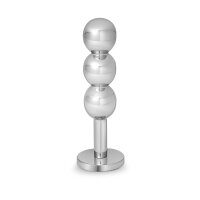 Intensiver Buttplug aus Edelstahl mit drei massiven abgerundeten Kugeln und Standfuß