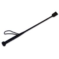 Lustvolle BDSM Reitgerte aus Leder, mit Slapper