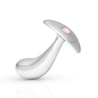 Standhafter Analplug aus Aluminium mit sanftem rosa Schmuckstein in verschiedene Größen