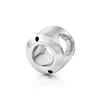 Cocklock cockring with hinged ball stretcher brushed...