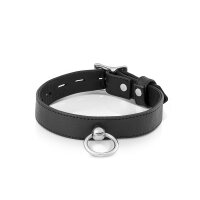 Leather choker necklace with o-ring black