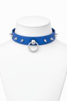 Leather choker necklace with o-ring and barbed rivets