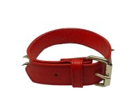 Leather choker necklace with o-ring and spike studs