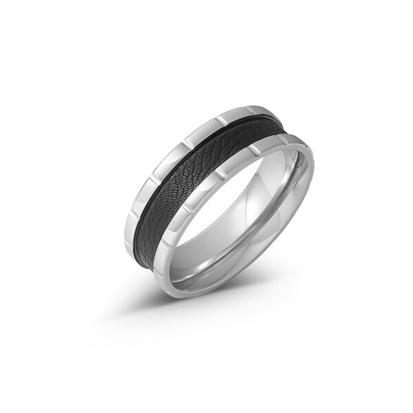 Designer Cockring mit Ledereinsatz aus Edelstahl, Ø 35 bis 55 mm