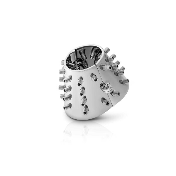 Ovaler CBT Ballstretcher mit 38 verstellbaren Spikes, aus Edelstahl, Ø 44 mm, 370 g