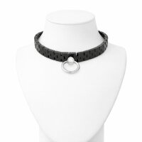 Verstellbares BDSM Halsband, mit O-Ring, schwarz
