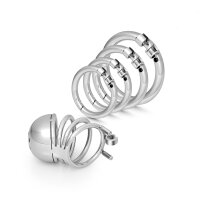 Peniskäfig mit Ringen aus Edelstahl, Länge: 65 mm, in verschiedenen Größen
