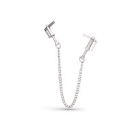 Sensual metal nipple clamps with chain