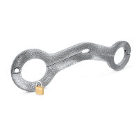 Aluminium testicle pillory with handcuffs & lock