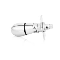 Seductive stainless steel anal plug, lockable with padlock