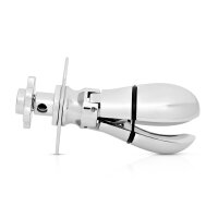 Seductive stainless steel anal plug, lockable with padlock