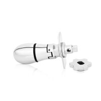 Seductive stainless steel anal plug, lockable with padlock