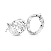 Stainless steel chastity cage with flexible penis plug