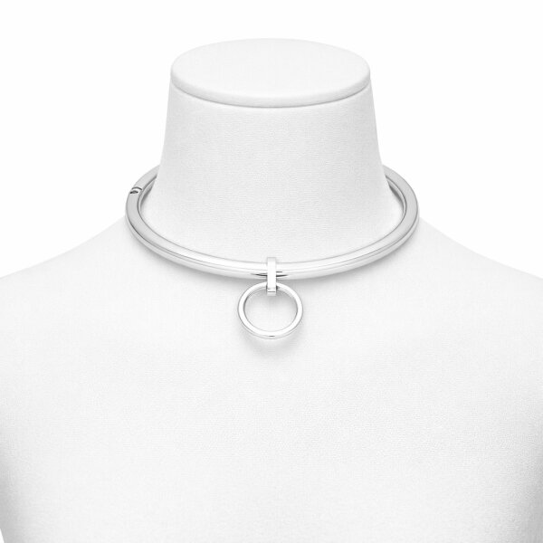 Edelstahl BDSM Halsband mit abnehmbarem O-Ring Höhe 6 mm