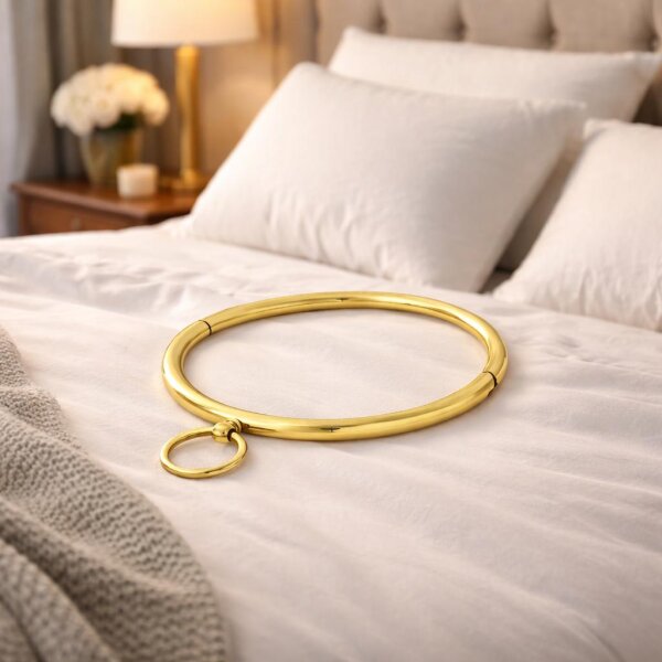 BDSM Halsband aus Edelstahl 24 Karat vergoldet Innen Ø 120 mm