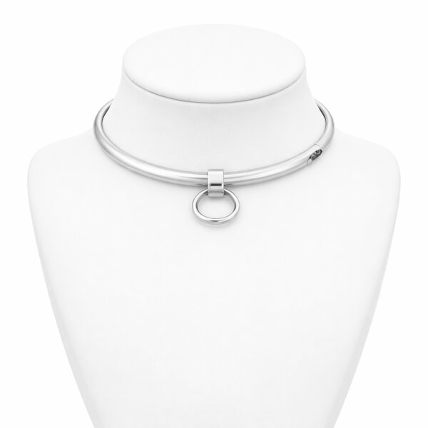 Schlichtes BDSM Halsband mit abnehmbarem O-Ring und Schmuckanhänger