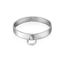 Massives BDSM Halsband aus gebürstetem Edelstahl, mit O-Ring