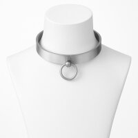 Edles BDSM Halsband aus gebürstetem Edelstahl, mit...