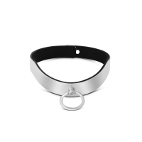 BDSM Halsband aus geb&uuml;rstetem Edelstahl, mit O-Ring