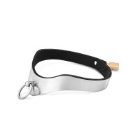 Ergonomic bondage collar stainless steel brushed with o-ring
