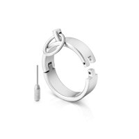 Runde BDSM Handschellen mit O-Ring, Handfesseln aus gebürstetem Edelstahl